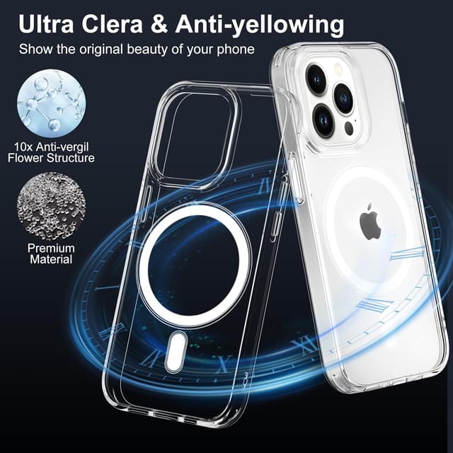 Detalle de XTCASE Coque magnétique pour iPhone 14 Pro compatible MagSafe, transparente