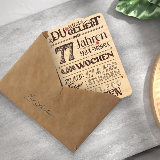 Thumbnail 5 de Karte zum 77. Geburtstag aus Holz
