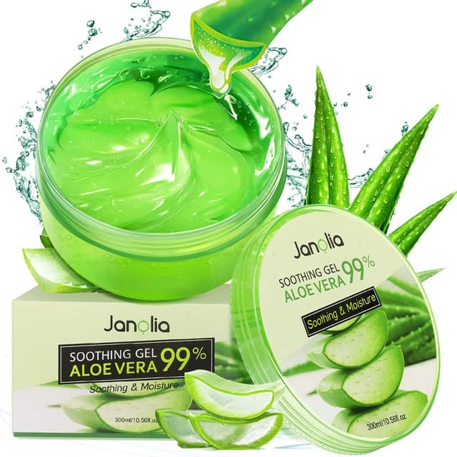 Detalle de Janolia Aloe Vera Gel 300 ml – beruhigende Aloe-Gesichtscreme für Gesicht & Körper mit feuchtigkeitsspendendem Aloe-Extrakt