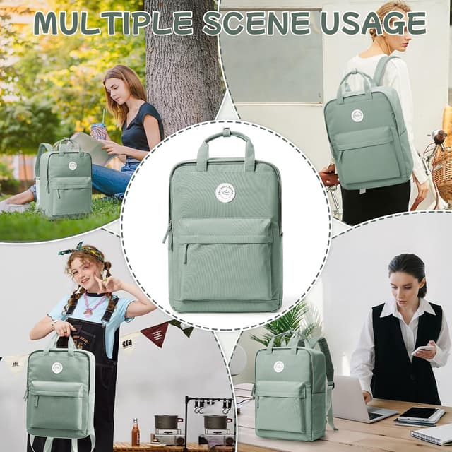 Detalle de HYC00 HYC00 Schulrucksack für Teenager Mädchen – College Laptop-Rucksack bis 15,6 Zoll, hellgrün