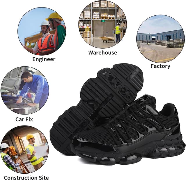 Thumbnail 6 de NIFOFISE steel toe cap trainers – lightweight breathable safety work shoes with non-slip sole