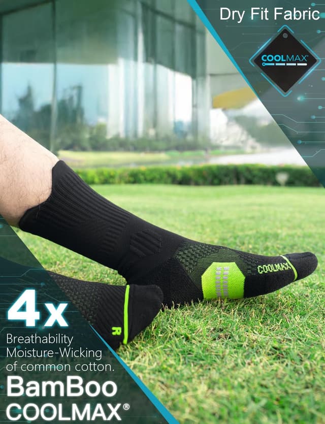 Detalle 2 de Juclise Flexwrap Compression Running Crew Socks (Coolmax Bamboo) with cushioned anti-blister protection