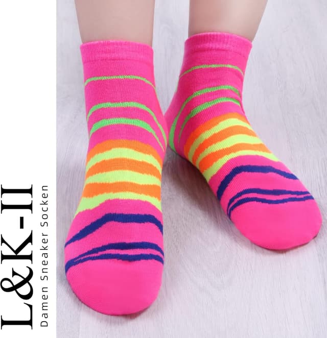 Detalle de Lot de 12 socquettes femme L&K-II chaussettes basses multicolores en coton
