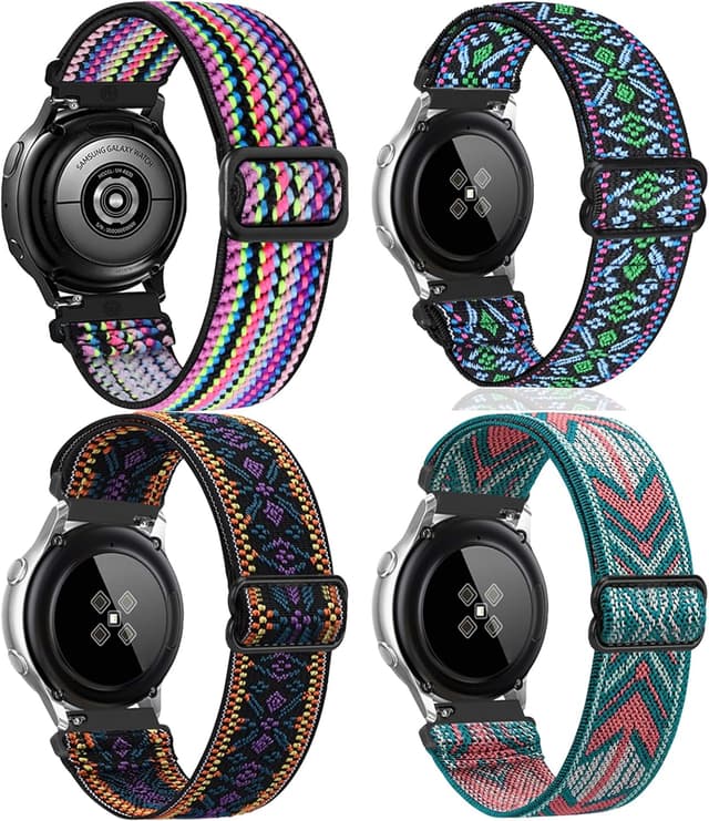 Detalle de HUYIIO 4 Pack Adjustable Nylon Sport Straps for Samsung Galaxy Watch 6/5/4 (40–47mm) & Watch 6 Classic
