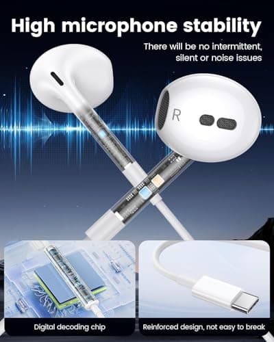 Detalle de Pack de 2 auriculares USB-C In-Ear tipo C con micrófono y control de llamadas Luregirl