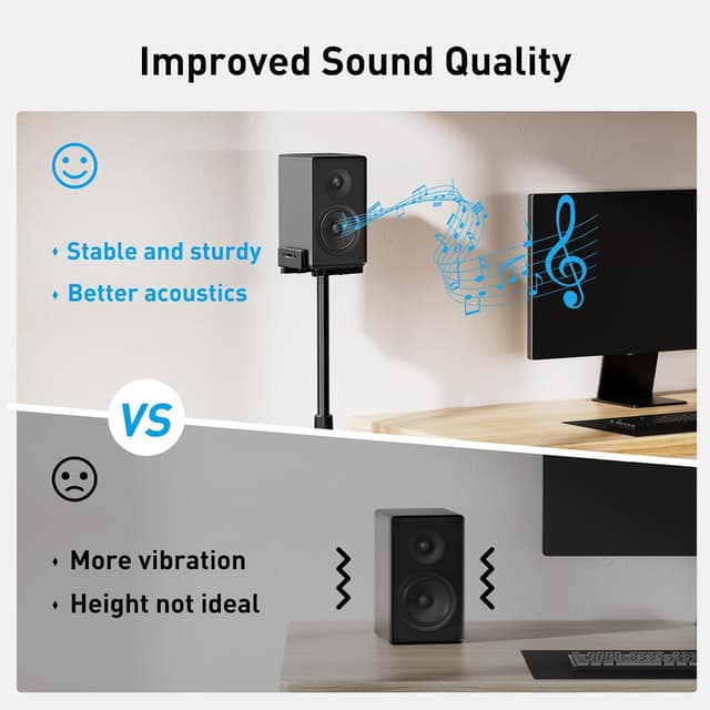 Thumbnail 6 de PERLESMITH PSSS2 Universal Height-Adjustable Speaker Stands (Surround Sound, 33.3–45.1 in), Pair, Black
