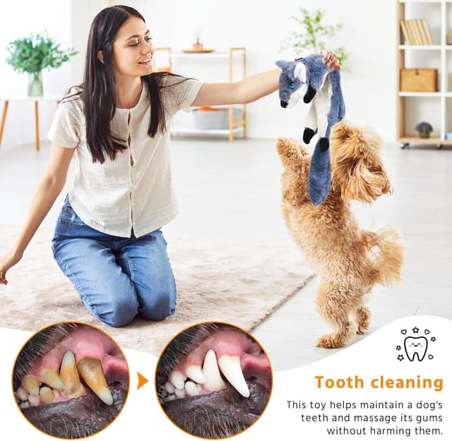 Detalle de Newthinking No Stuffing Squeaky Dog Toys (6 Pack) – stuffing-free plush squeaker toys for small to large dogs