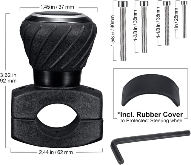 Detalle 2 de Spurtar Steering Wheel Knob – Universal steering wheel spinner for cars, trucks, forklifts, tractors, boats & golf carts (Black)