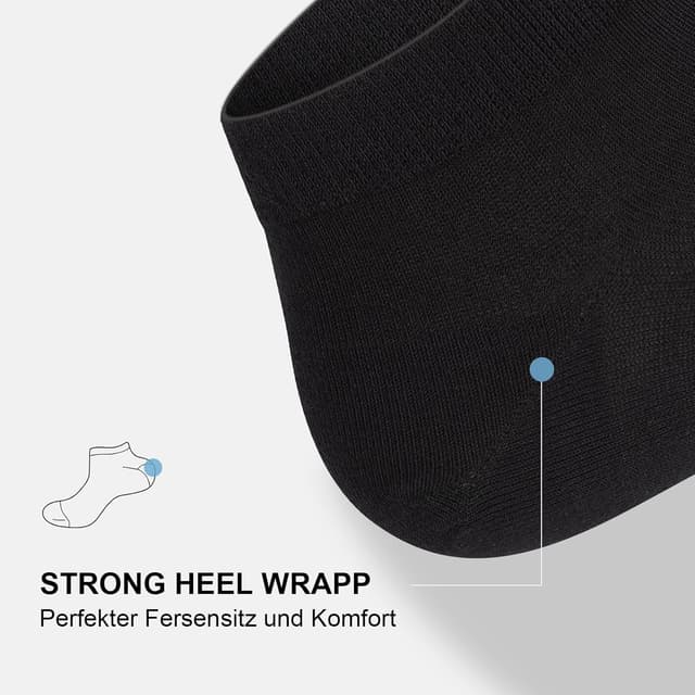Detalle de fitfets Sneaker-Socken aus Baumwolle (10 Paar) – Kurzsocken für Herren & Damen, unisex, Schwarz/Weiß/Grau