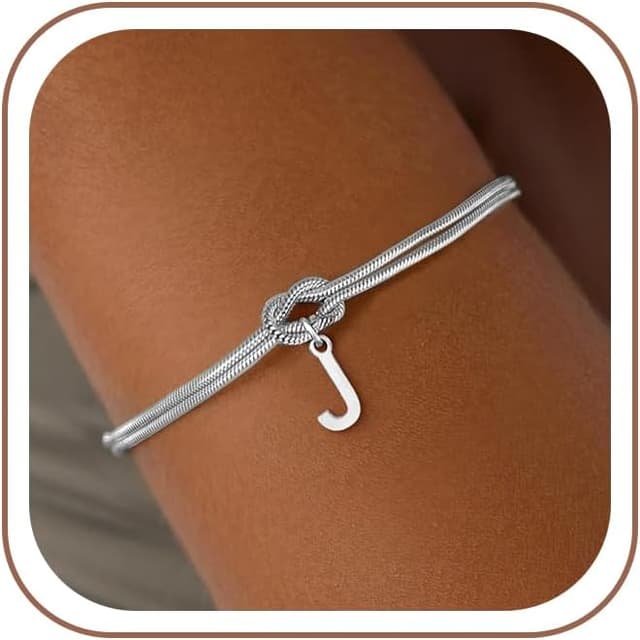 Detalle de SLOONG Armband Damen Gold/Silber – 18K Gold/Silber vergoldet, personalisiert mit Buchstaben, verstellbar