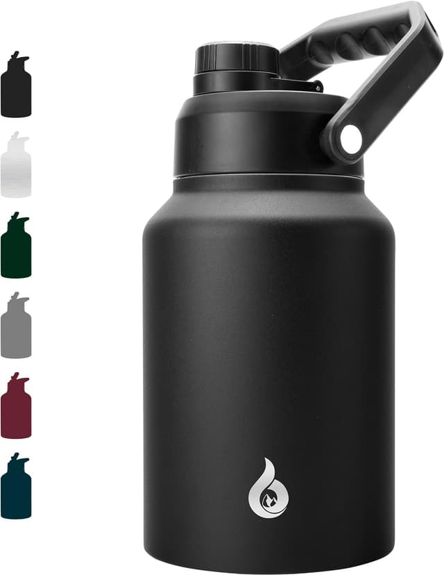 Detalle de BJPKPK 64 oz Insulated Water Bottle (Half Gallon) with Ergonomic Handle, Leak-Proof BPA-Free Stainless Steel Jug