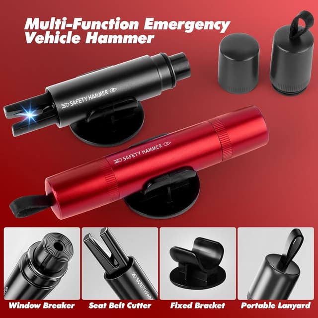Detalle 2 de PUWOWYE 2-in-1 Notfallhammer Gurtschneider 🛠