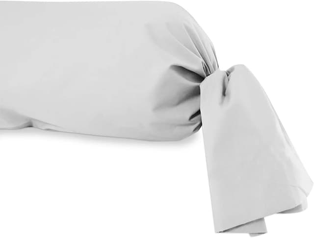 Detalle de Soleil d’ocre taie de traversin en coton 57 fils blanc 45x185 cm