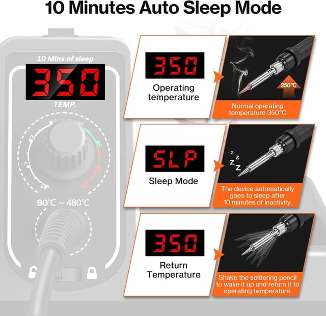 Detalle de Preciva 926 LED Fer à souder 130 W : station avec affichage numérique 90°C–480°C