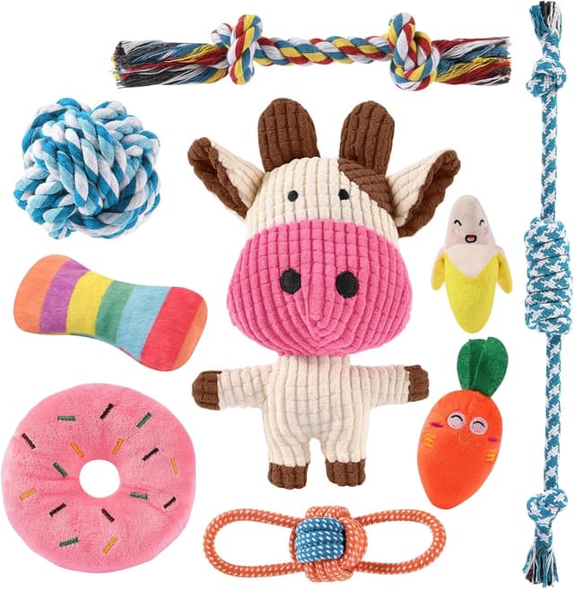 Detalle de AMFUN 9 Pack Luxury Puppy Toys for Teething Small Dogs