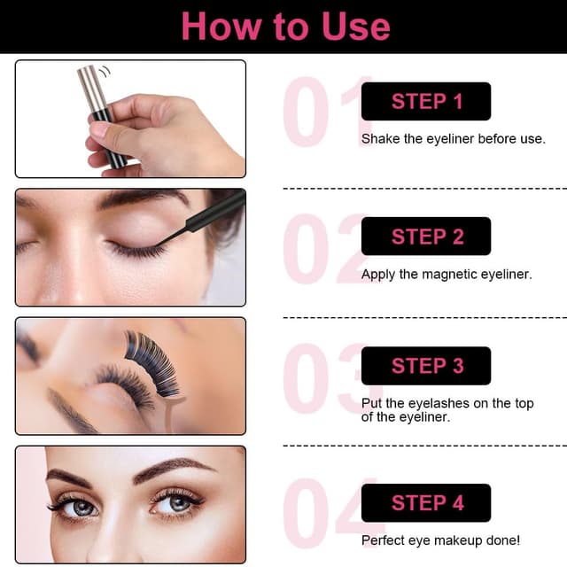 Detalle de LOPHE Magnetische Wimpern mit Eyeliner & Wimpernclip – 10 Paare 3D Lashes Set