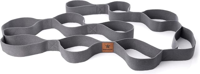 Detalle 2 de BODYMATE Fascia elastica con 10 passanti in cotone naturale (circa 190 cm) per yoga, stretching e mobilità