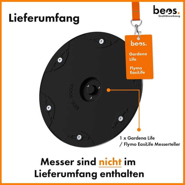 Detalle 2 de beos Mähroboter Tuning Drehscheibe für 6 Klingen – kompatibel mit Gardena Sileno Life & Sileno+ sowie Flymo EasiLife, Ø 210 mm