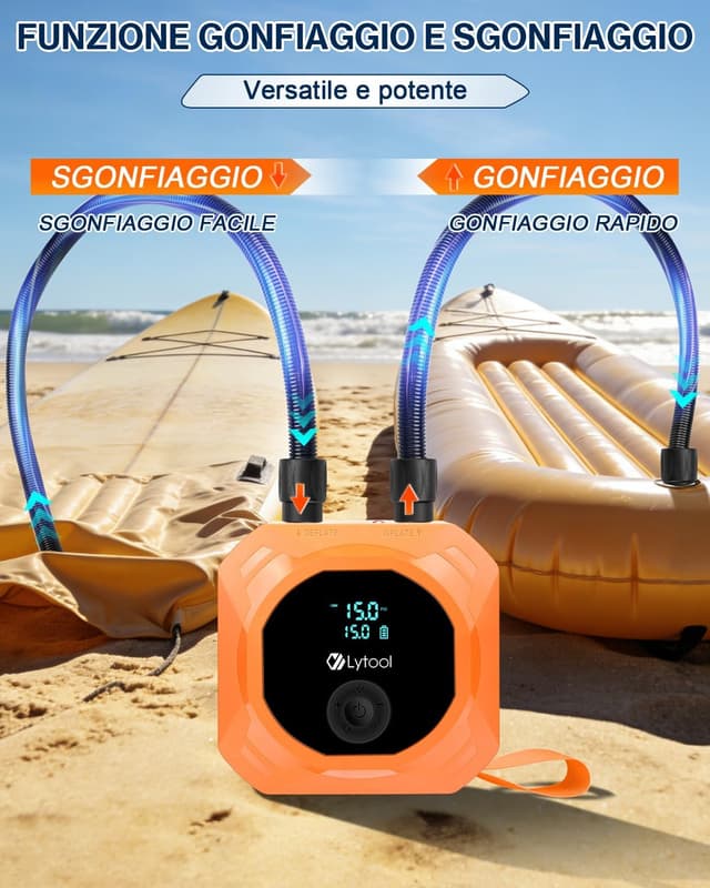 Detalle de Pompa SUP elettrica 50 PSI 12V DC con gonfiaggio/sgonfiaggio automatico a 3 stadi