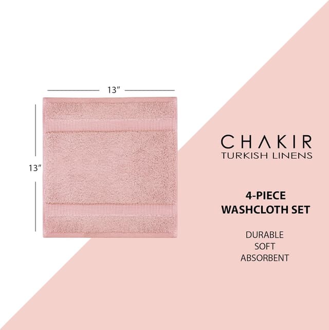 Detalle de Chakir Turkish Linens Turkish Towels — 100% Premium Cotton Washcloth Set (4 Pack, Pink)