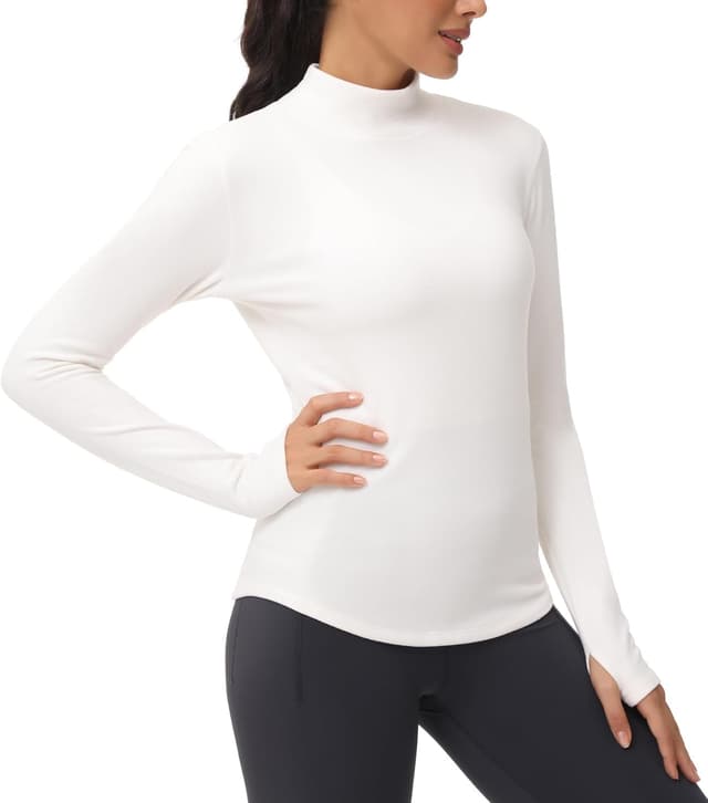 Detalle de THE GYM PEOPLE Maglia a collo alto in pile con fori per il pollice