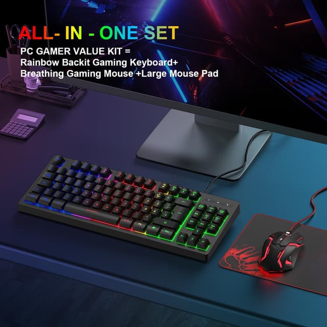 Thumbnail 5 de Rewurnth Gaming Tastatur und Maus Set 75% TKL