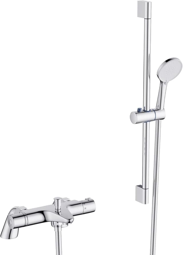 Thumbnail 6 de MORADO thermostatic bath shower mixer tap with temperature control (solid brass, chrome finish) – bathtub mounted