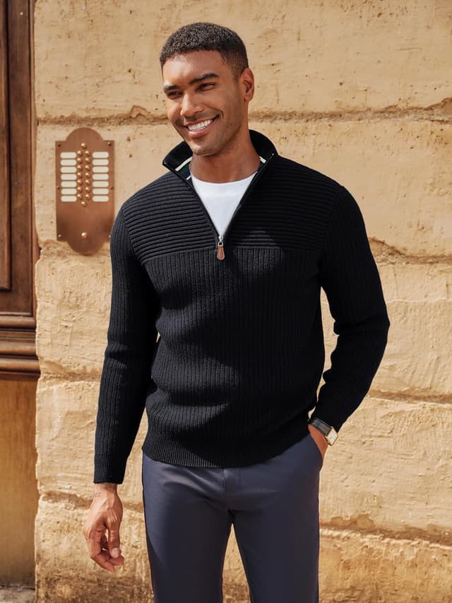 Thumbnail 6 de PJ PAUL JONES Maglione con zip 1/4 e scollo a V