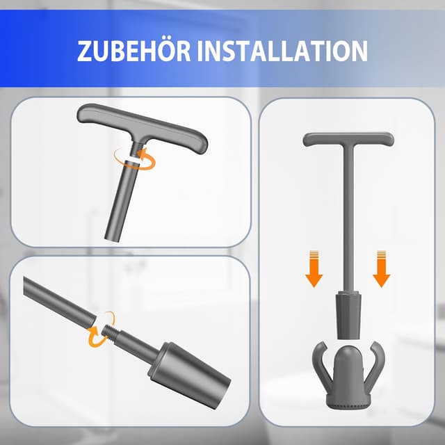 Detalle de Cinola Toiletten-Pömpel mit Halter (wandmontiert, mit verstecktem Halter, Doppelgriff, grau)