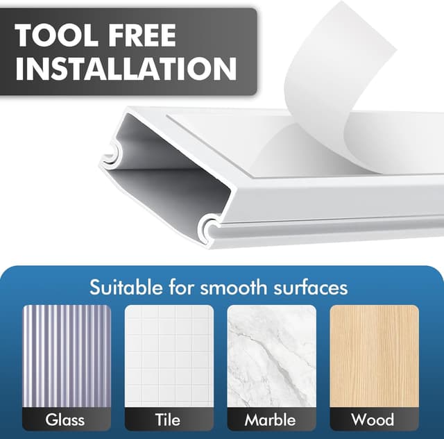 Detalle de Shinfly 2.4m Self-Adhesive Cable Trunking Kit (Mini Trunking) – White, 25mm x 13mm (6-pack)