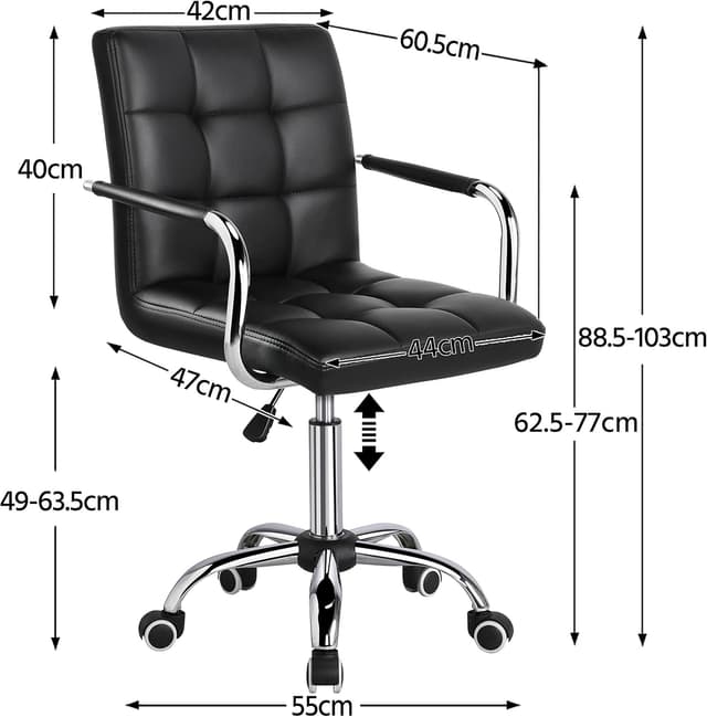 Detalle de Yaheetech sedia da ufficio girevole 360° con altezza regolabile e schienale imbottito in ecopelle