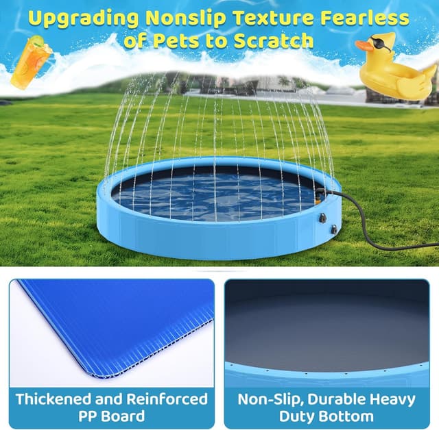 Detalle de Raxurt Dog Pool with Sprinkler (79-inch foldable PVC pet bath tub)