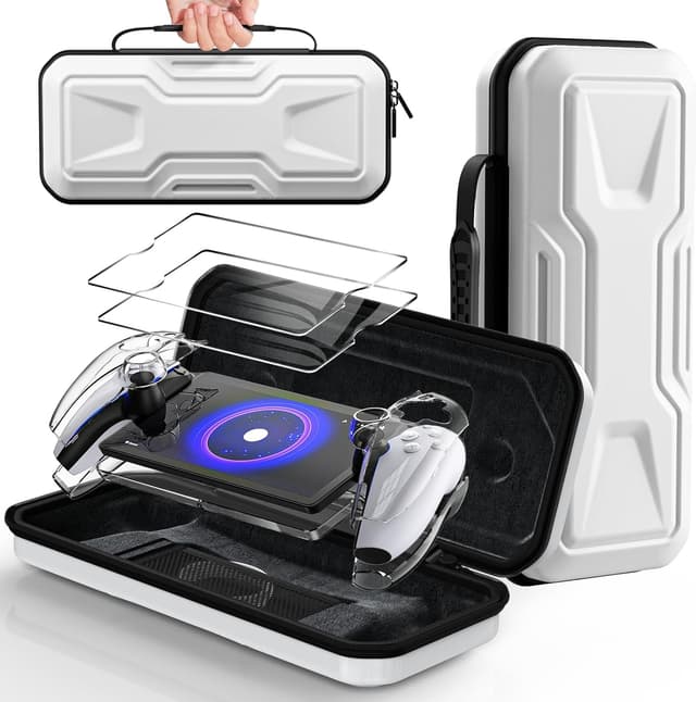Detalle de FYOUNG Tasche-Zubehör für PlayStation Portal: Full-Protection Bundle mit Hartschalenkoffer, Klarsichthülle & Displayschutz