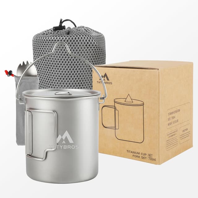 Thumbnail 4 de THTYBROS Titanium 750ml Camping Pot with Spork 🍲