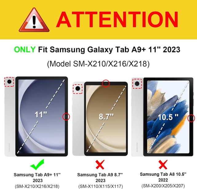Detalle 2 de Coque FINTIE pour Samsung Galaxy Tab A9 Plus 11 pouces (2023) avec écran trempé et support rabattable