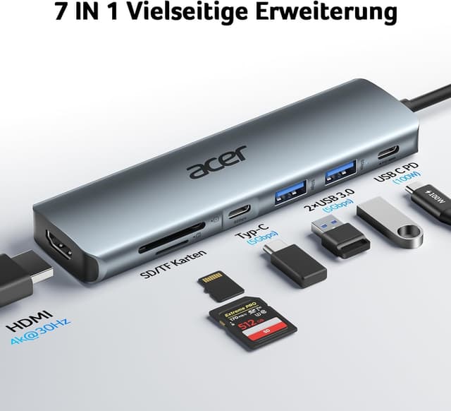 Detalle 2 de acer USB C Hub 7in1 Adapter