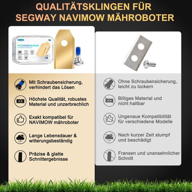 Detalle 2 de 36 Ersatzklingen für Segway Navimow (i-Serie, H-Serie, X-Serie) inkl. Schrauben mit Gewindesicherung