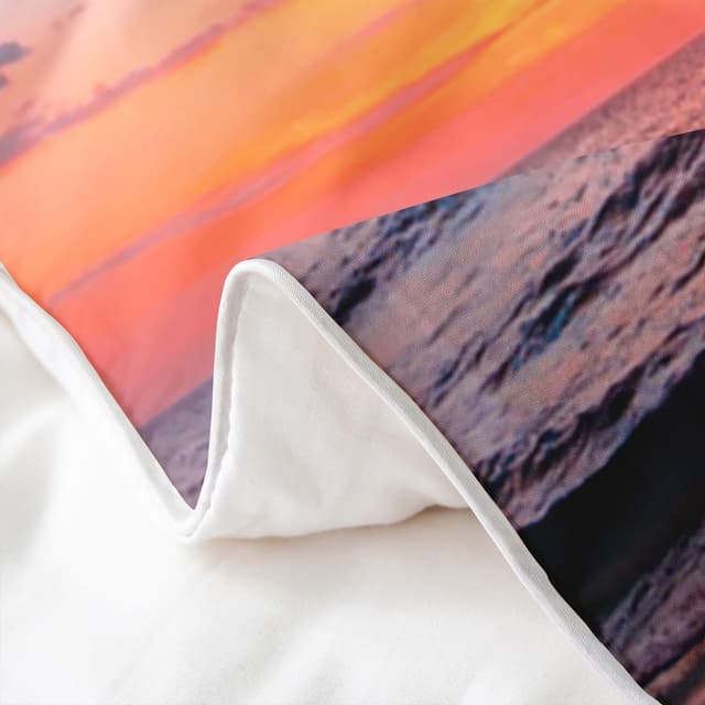 Detalle 2 de Palmen 100% Baumwolle Bettbezug-Set 155x220 mit 1 Kissenbezug (Ozean/Strand-Design)