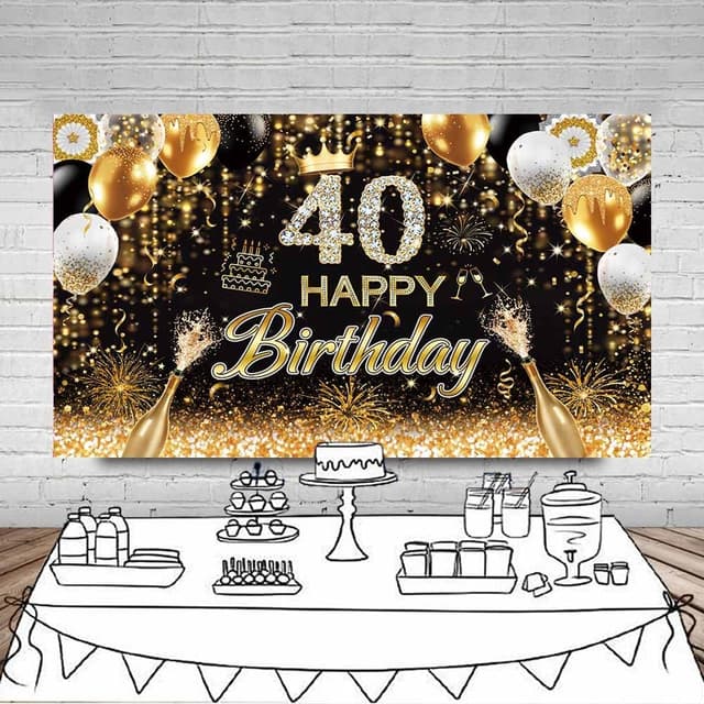 Detalle 1 de MEHOFOND 40th birthday banner 6x3.6ft ๐