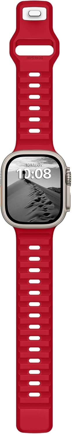 Detalle de Bracelet Sport ELETTRONEO UC1 en silicone pour Apple Watch Rouge Noël (Ultra 3, Series 11/10/9/8/7/6/5/4/SE/3/2/1, 40/41/42/44/45/46/49 mm)