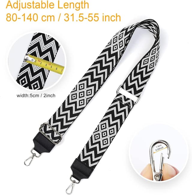 Detalle 2 de AiQInu Taschengurt zum Wechseln: verstellbarer Schulterriemen mit 5 cm Breite (80–140 cm)