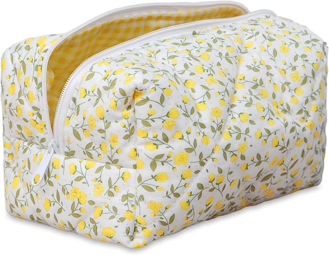 Thumbnail 6 de Aucuu Borsa da toilette da viaggio trapuntata floreale: beauty case in cotone con zip