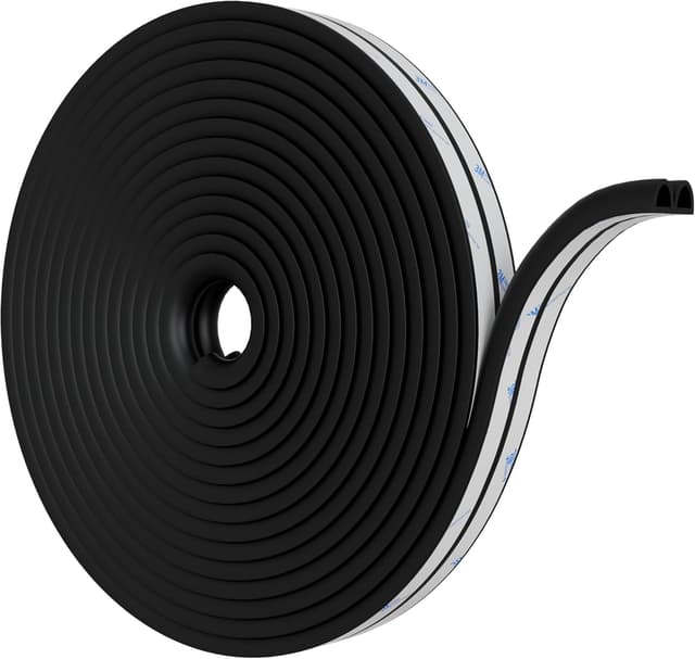 Detalle de HNNHOME EPDM D-Shape Draft Excluder for Windows & Doors with 3M Self-Adhesive Tape