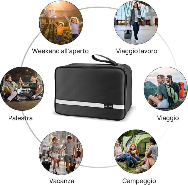 Thumbnail 6 de Carttiya Beauty Case da Viaggio grande impermeabile con gancio in metallo (Nero)