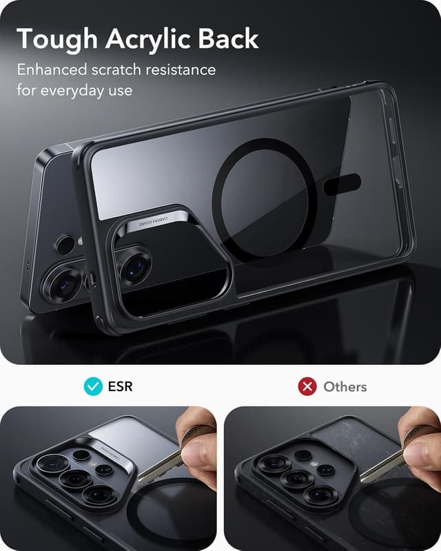 Detalle de ESR Classic Hybrid MagSafe Case for Samsung Galaxy S26 Ultra (Clear Black) with military-grade drop protection