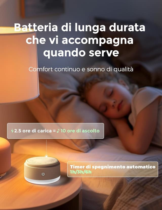 Detalle de Momcozy Sound Machine con 20 suoni rilassanti e luce touch regolabile