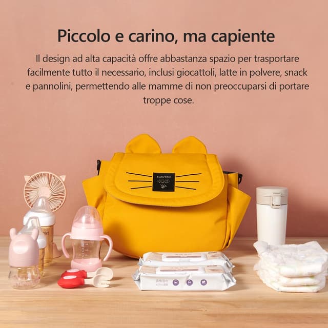 Thumbnail 4 de SUNVENO Borsa per pannolini grande capacità giallo