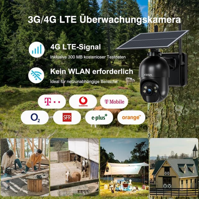 Detalle de Xega 3G/4G LTE Überwachungskamera 2K Außen