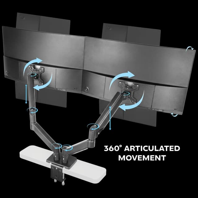 Detalle 2 de Mars Gaming MARM-PRO2 supporto per doppio monitor con doppia molla a gas e movimento 360° fino a 27”