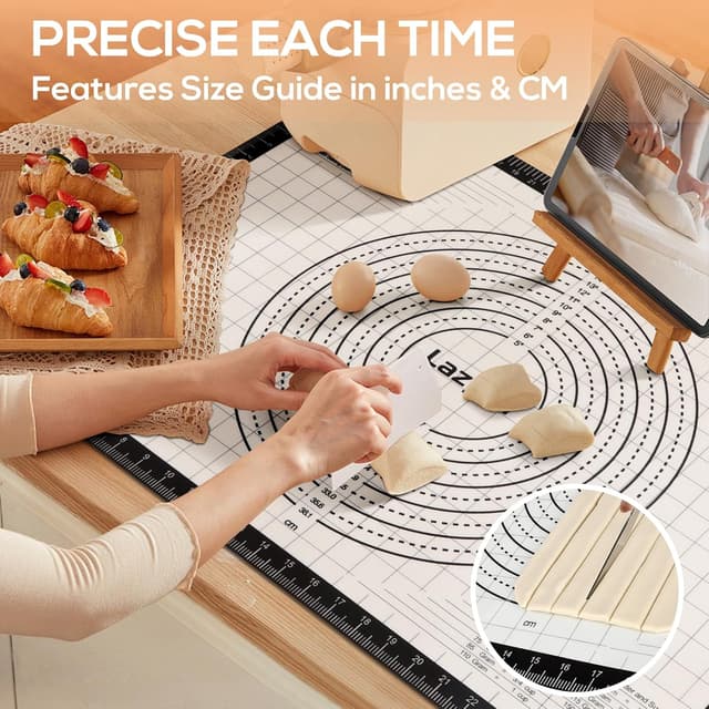 Detalle 2 de Backmatte aus Silikon (BPA-frei) 71 x 51 cm – rutschfest, ausrollbar mit Messung, schwarz